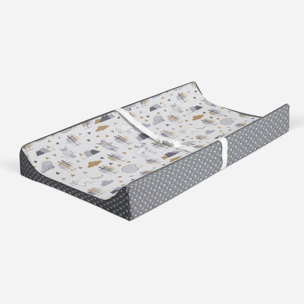 Woodlands Beige/Grey Quilted Changing Pad Cover - Bacati - Changing pad cover - Bacati
