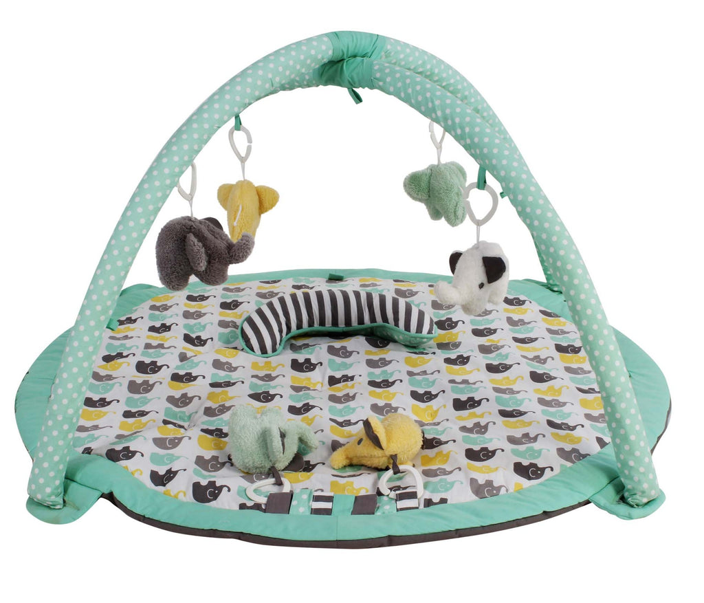 Playmat/Baby Activity Gym with Mat, Elephants Mint/Yellow/Grey - Bacati - Baby Activity Gym with Mat - Bacati