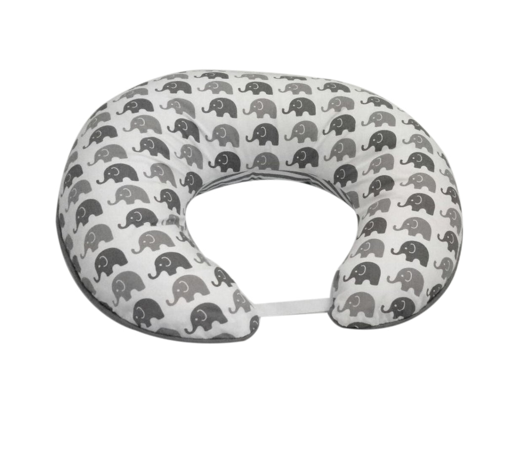 3 pc Nursing/Feeding Pillow Set Elephants White/Grey - Bacati - Nursing Pillow - Bacati