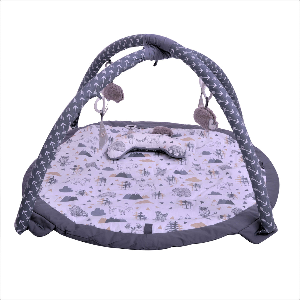 Playmat/Baby Activity Gym with Mat, Woodlands Beige/Grey - Bacati - Baby Activity Gym with Mat - Bacati