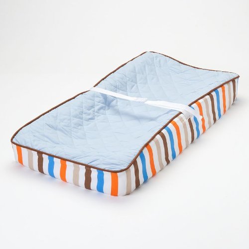 Mod Sports Blue/Orange/Brown Boys Quilted Changing Pad Cover - Bacati - Changing pad cover - Bacati