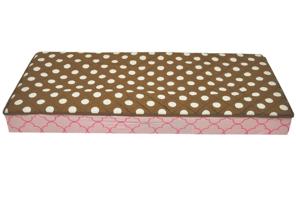 Butterflies Ladybugs Pink/Fuchsia/Chocolate Girls Quilted Changing Pad Cover - Bacati - Changing pad cover - Bacati
