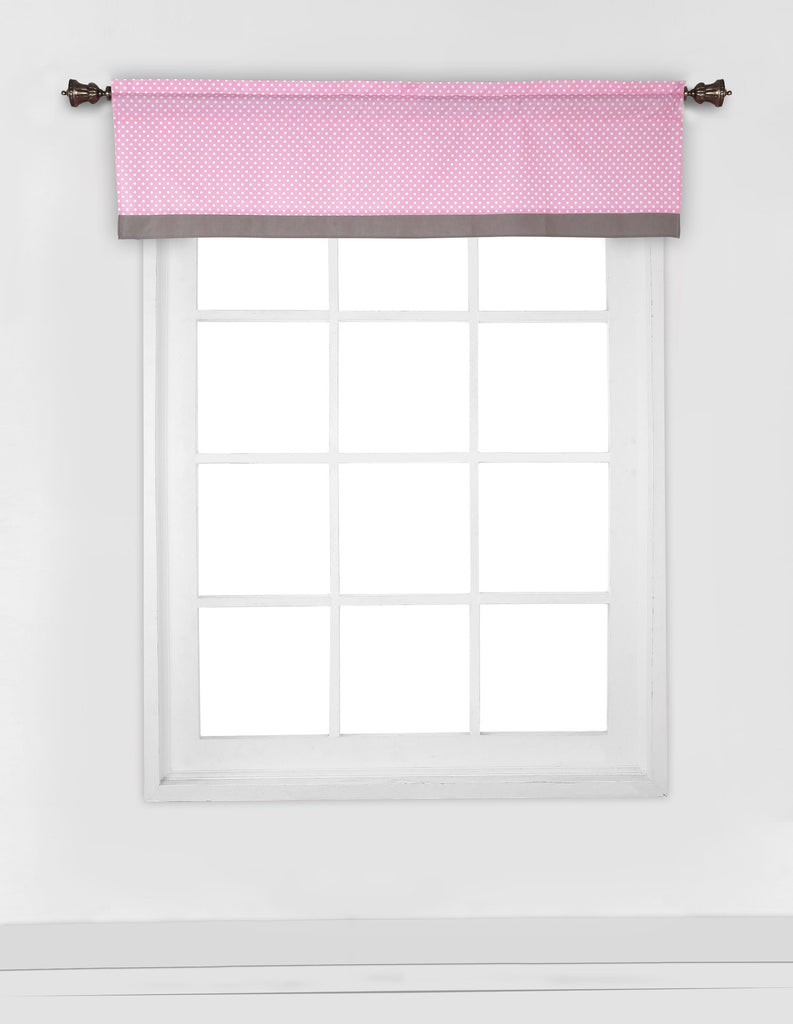 Elephants Pink/Grey Window Curtain Panel/Valance - Bacati - Curtain Panel - Bacati