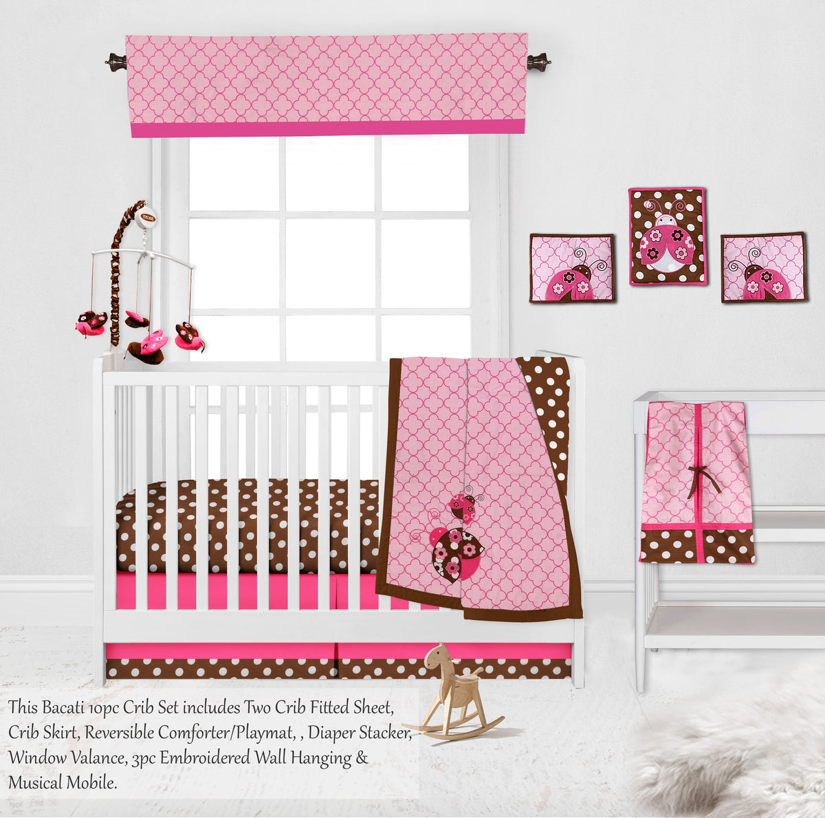 Bacati Ladybugs 10Piece Crib Bedding Set with Two Crib Sheets Pin