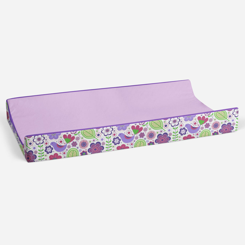 Botanical Purple/Lilac/Green/Plum Girls Quilted Changing Pad Cover - Bacati - Changing pad cover - Bacati