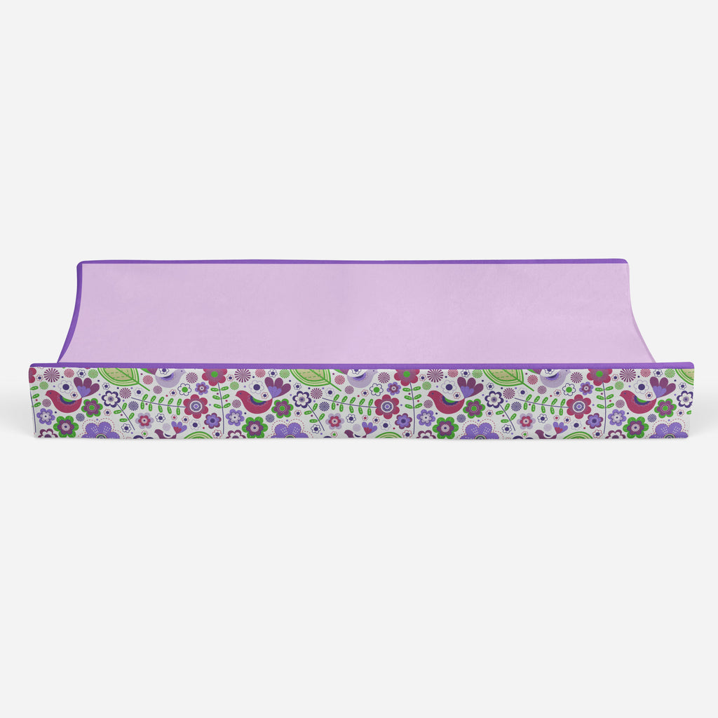 Botanical Purple/Lilac/Green/Plum Girls Quilted Changing Pad Cover - Bacati - Changing pad cover - Bacati