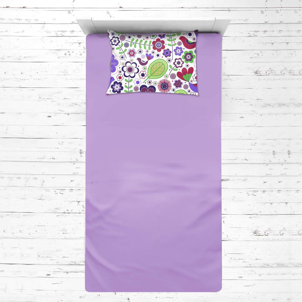 Bacati - Girls 4 pc Toddler Bedding/3 pc Sheet Set 100% Cotton Percale, Botanical, Purple/Lilac/Green/Plum - Bacati - 4 pc Toddler Bedding Set - Bacati