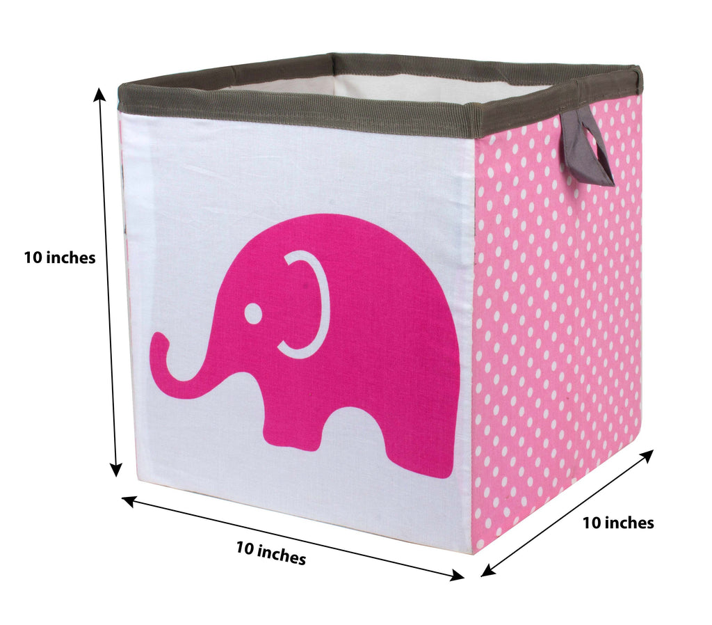 Bacati - Elephants Nursery Storage Items, Pink/Grey - Bacati - Nursery/Kids Storage - Bacati
