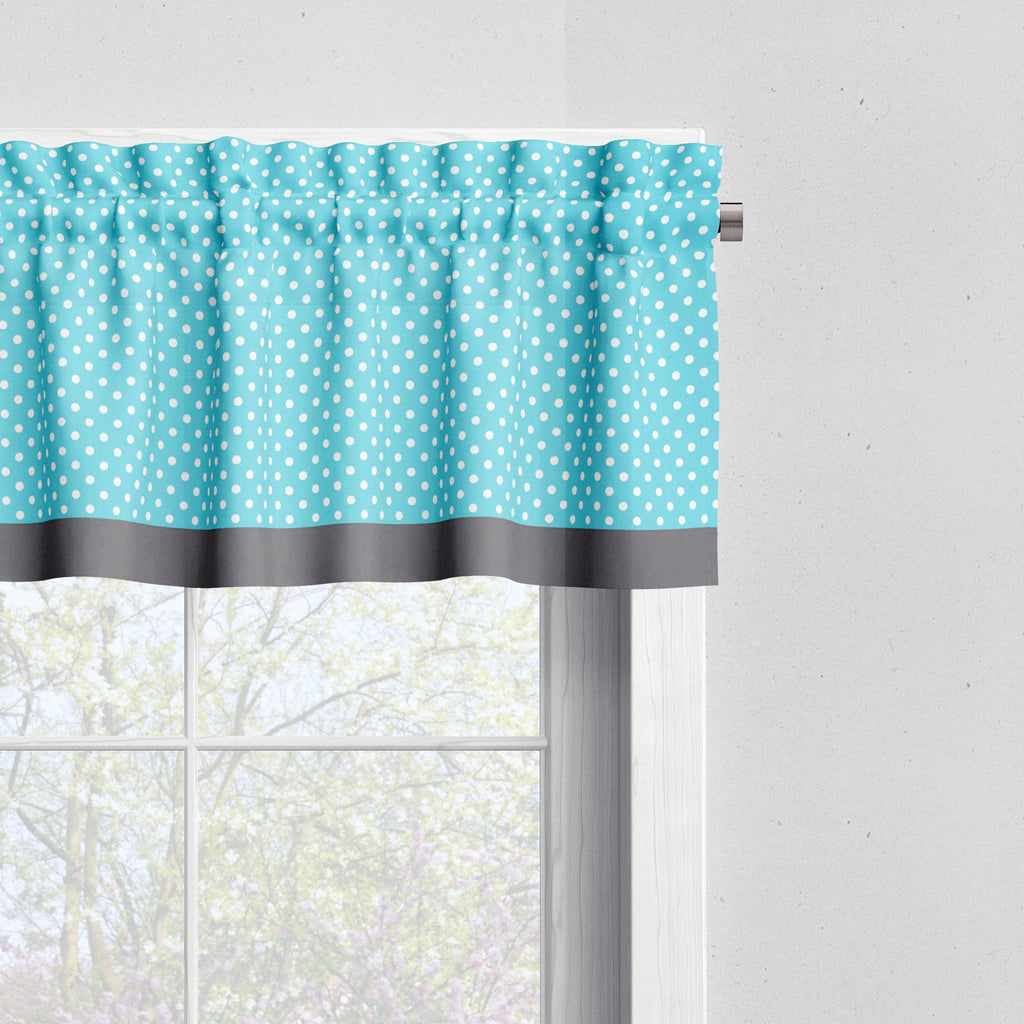 Bacati - Elephants Aqua/Lime/Grey Window Curtain Panel/Valance - Bacati - Window Treatments - Bacati