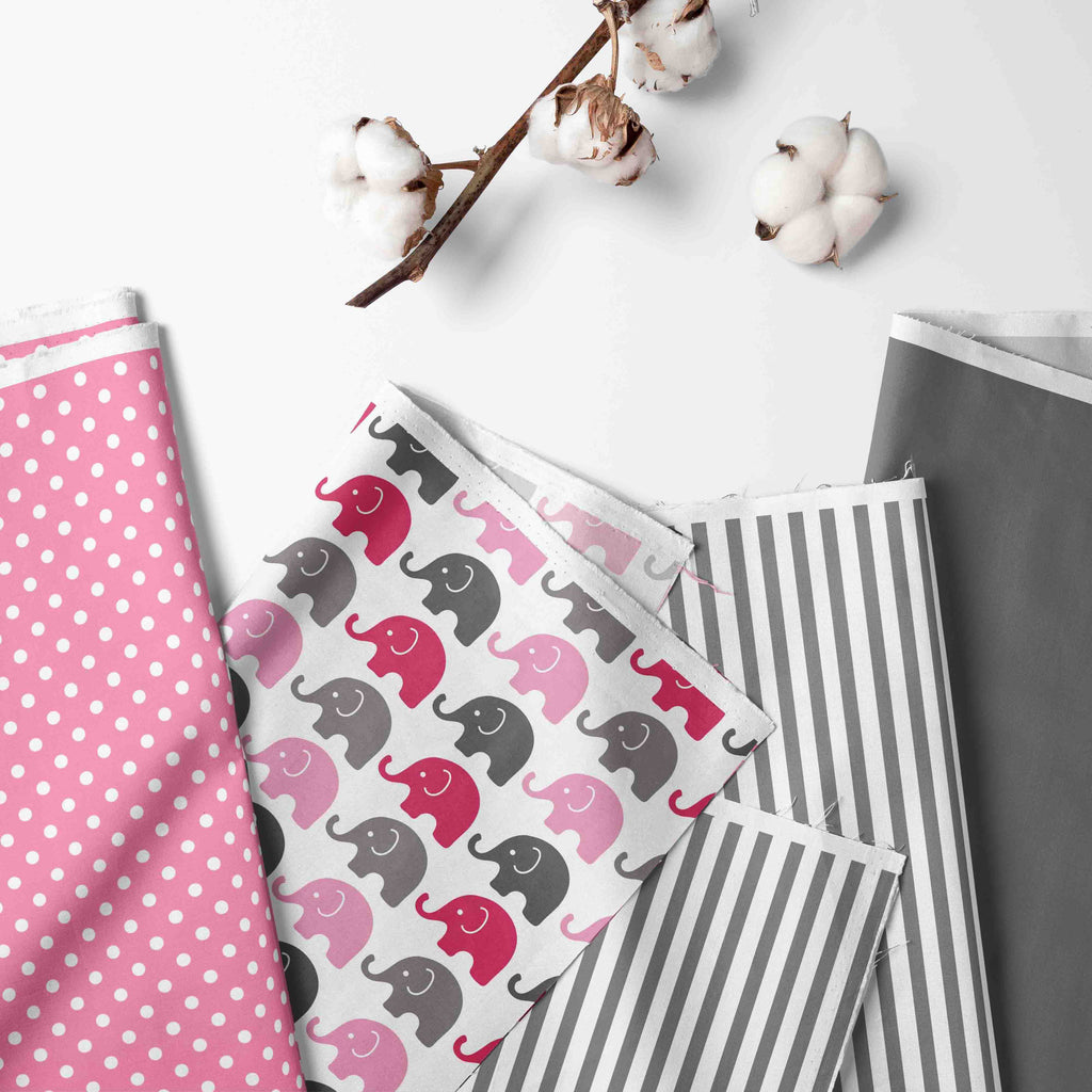 Bacati - Toddler Bedding/Sheet Set 100% Cotton Percale, Elephants Pink/Grey - Bacati - 4 pc Toddler Bedding Set - Bacati