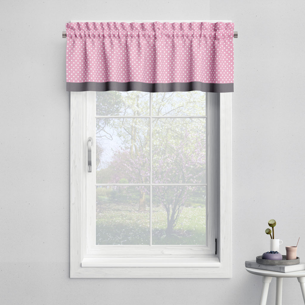 Bacati - Elephants Pink/Grey Window Curtain Panel/Valance - Bacati - Window Treatments - Bacati