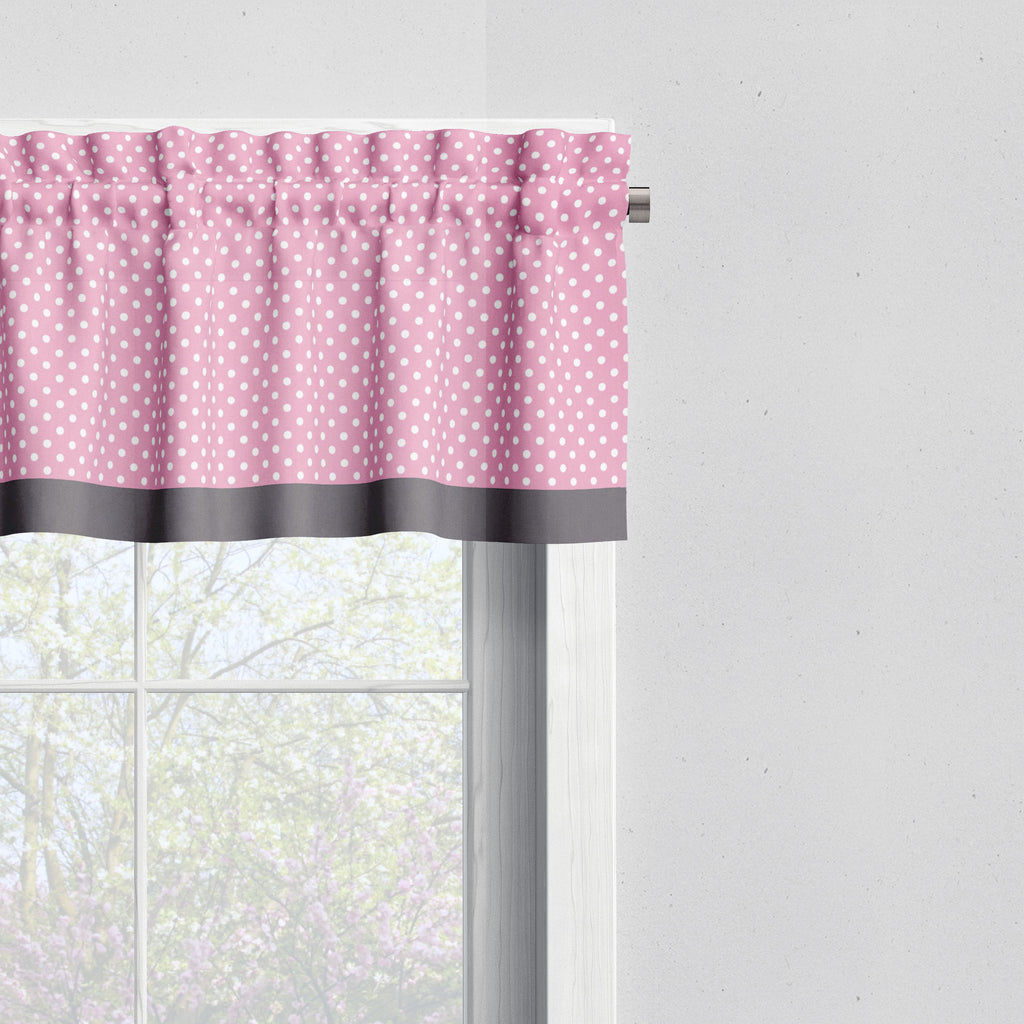 Bacati - Elephants Pink/Grey Window Curtain Panel/Valance - Bacati - Window Treatments - Bacati