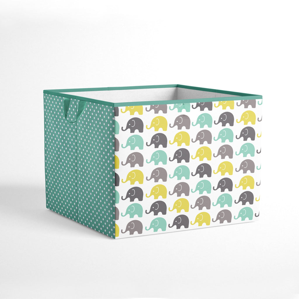 Bacati - Elephants Nursery Storage Items, Mint/Yellow/Grey - Bacati - Nursery/Kids Storage - Bacati