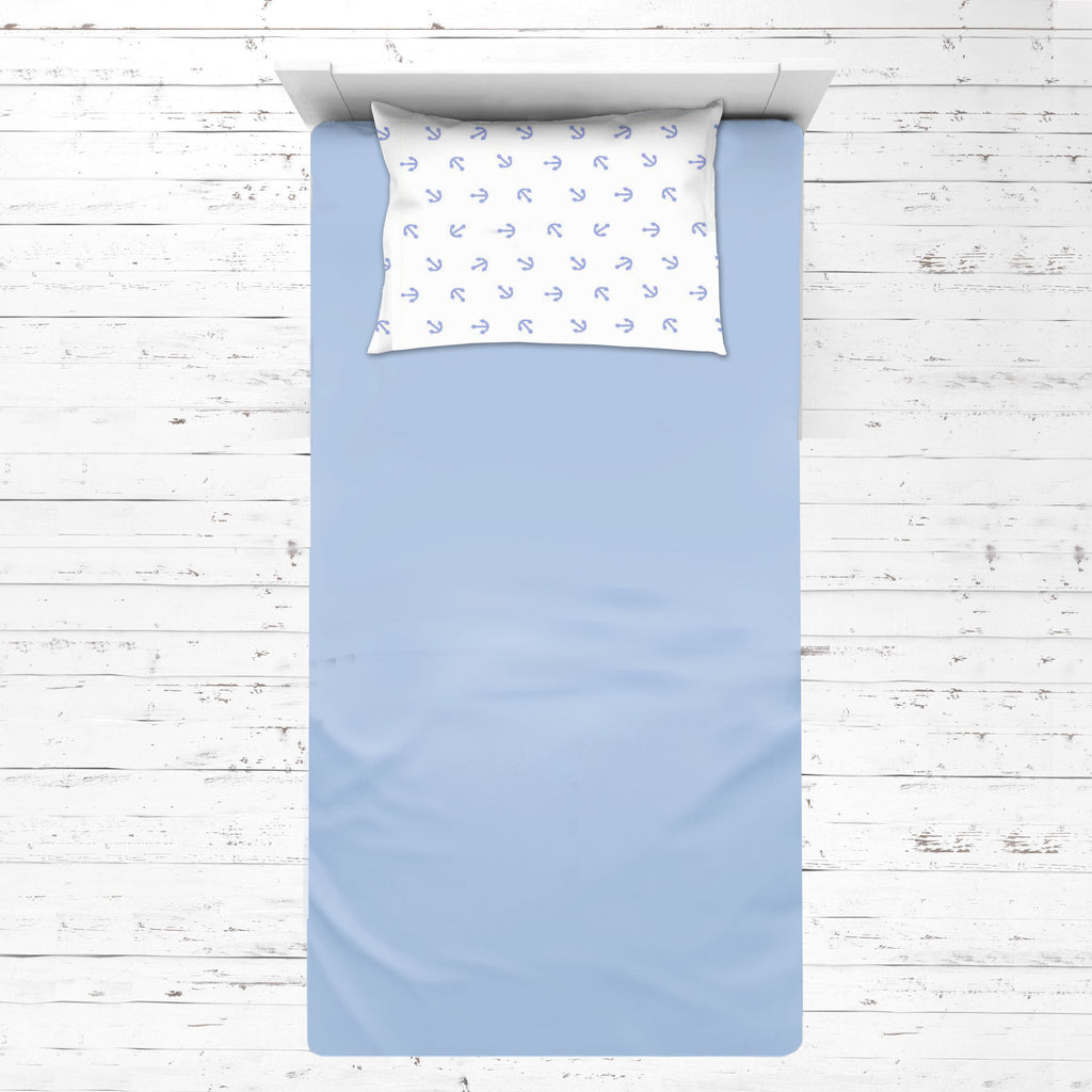 Bacati - Boys 4 pc Toddler Bedding/3 pc Sheet Set 100% Cotton Percale, Little Sailor Blue/Navy - Bacati - 4 pc Toddler Bedding Set - Bacati
