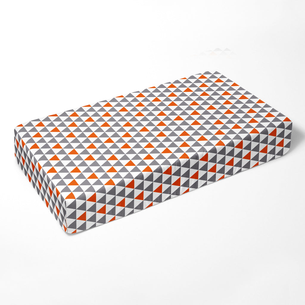 Crib or Toddler Bed Fitted Sheet 100% Cotton Percale, Playful Fox Orange/Grey - Bacati - Crib/Toddler Fitted Sheet - Bacati