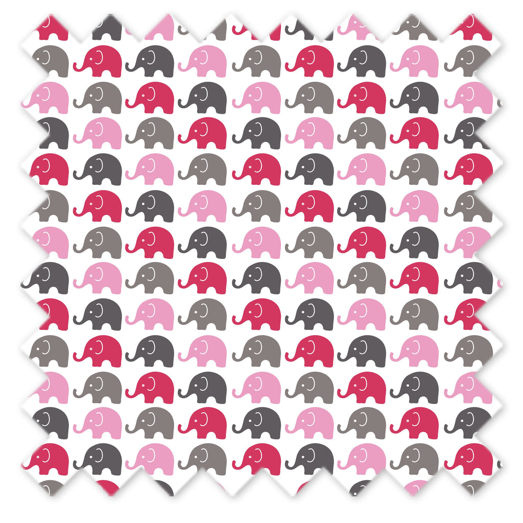 Elephants Pink/Grey Window Curtain Panel/Valance - Bacati - Curtain Panel - Bacati