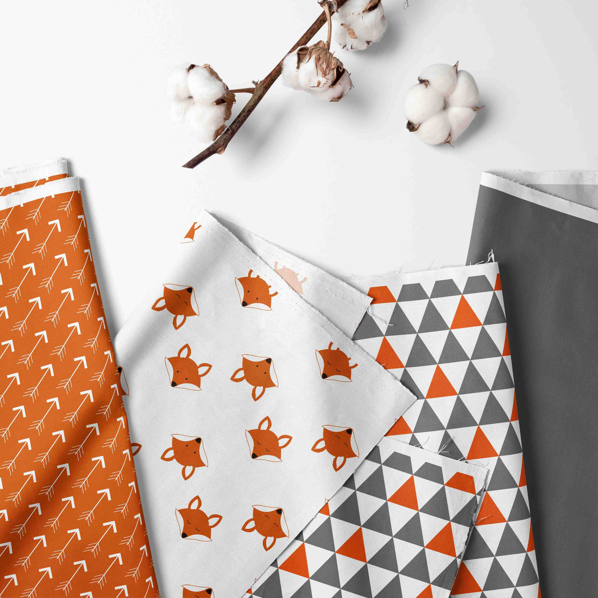Bacati Playful Fox Orange/Grey Mini Portable Crib Bedding Set