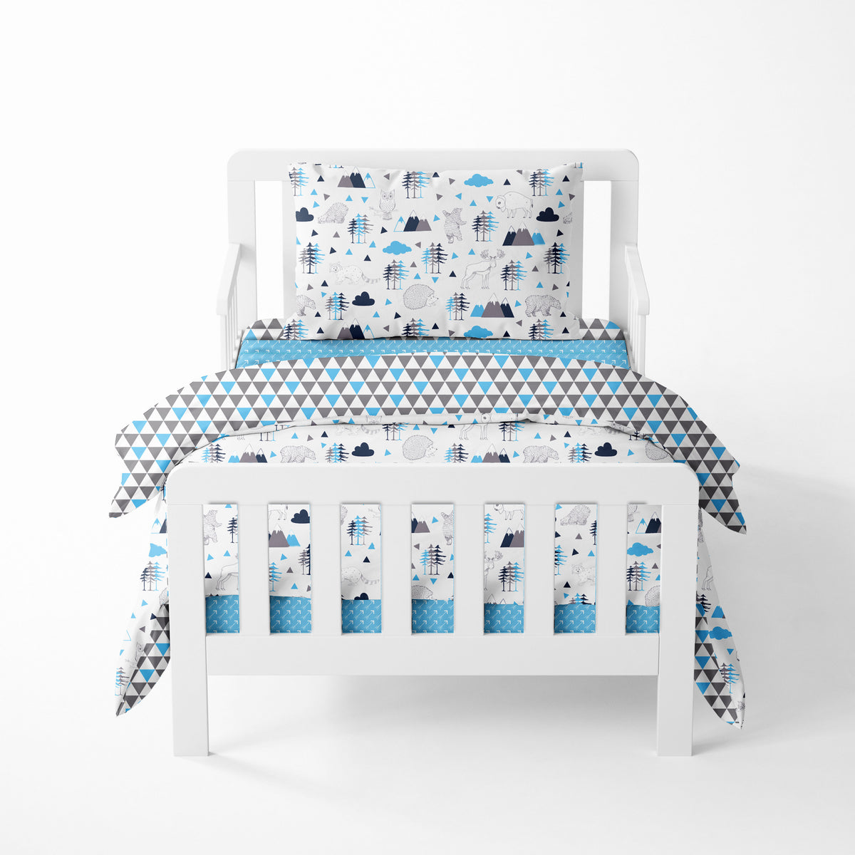 Bacati Boys 4 pc Toddler Bedding Set 100 Cotton Percale Woodlands