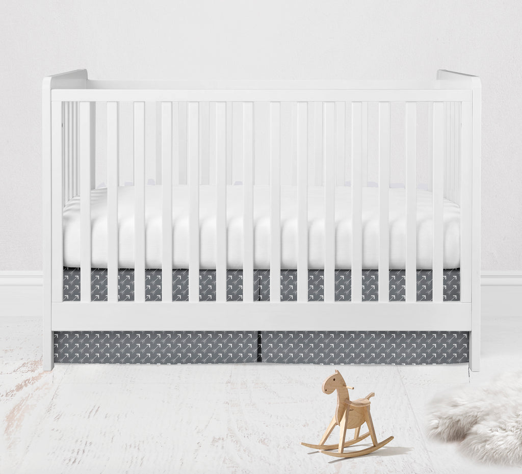 Multiple Options of Crib or Toddler Bed Skirt or Dust Ruffle 100% Cotton Percale, Woodlands Animals Beige/Grey - Bacati - Crib or Toddler Bed Skirt - Bacati
