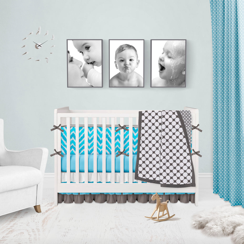 Mix N Match Ikat Chevron Dots Aqua Grey Turq