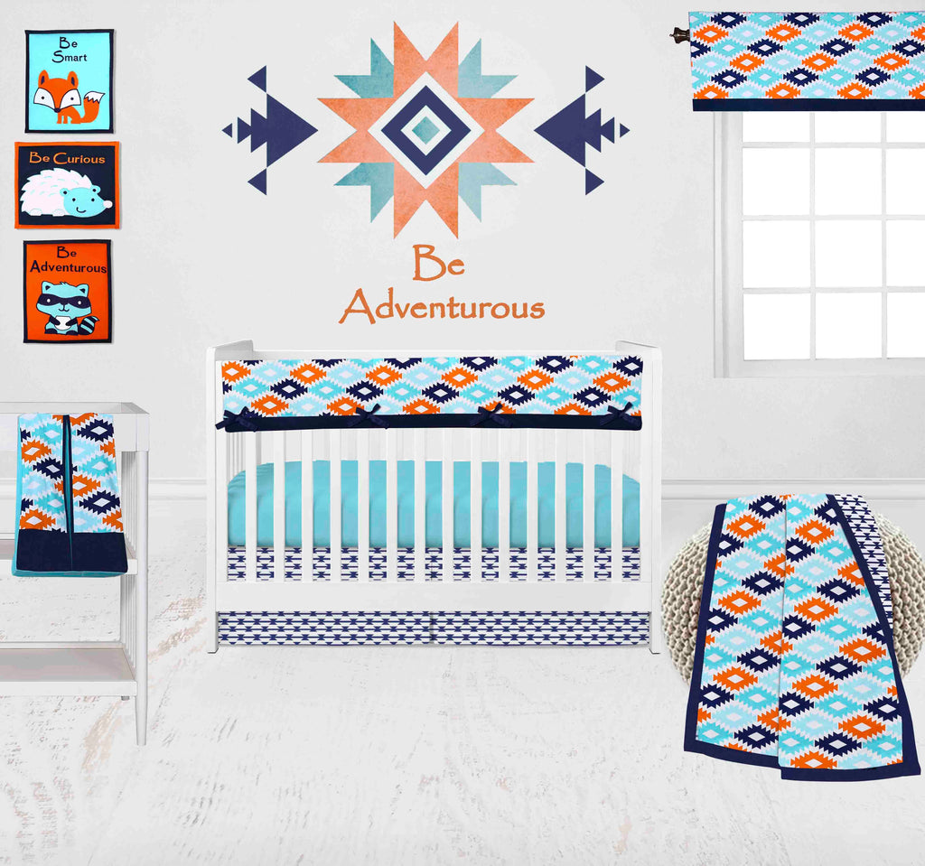 Aztec Liam Kilim Aqua/Orange/Navy