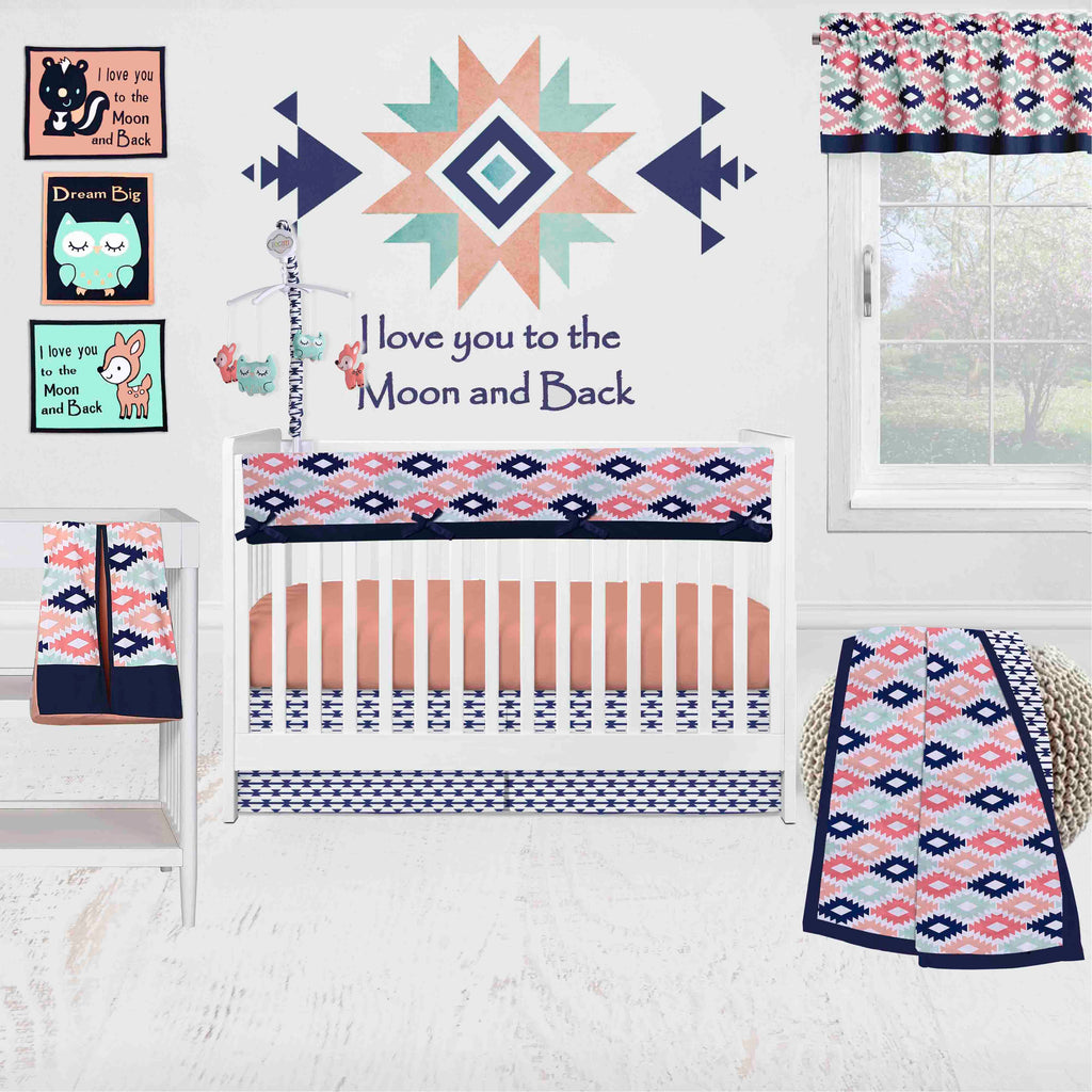 Aztec Emma Kilim Coral/Mint/Navy