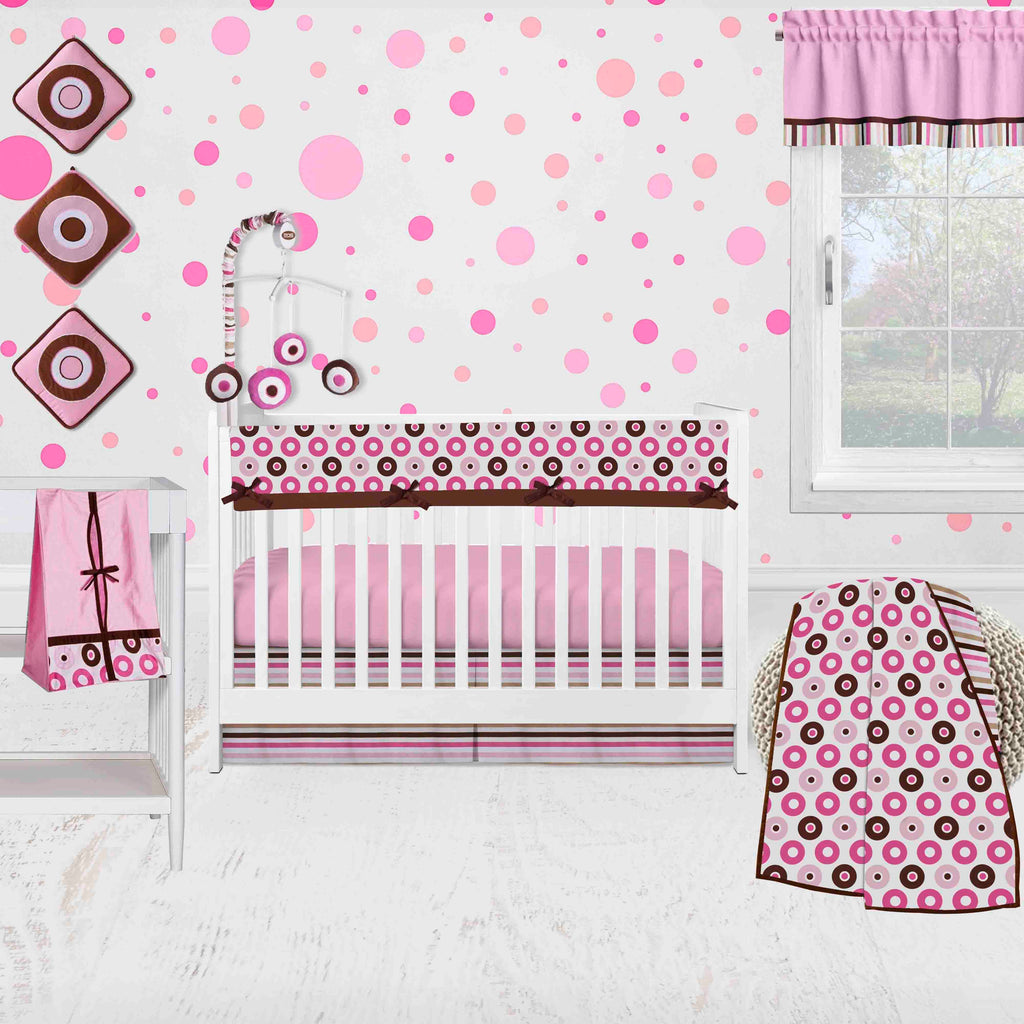 Girl Modern Mod Dots Stripes Pink Fuchsia Beige Brown