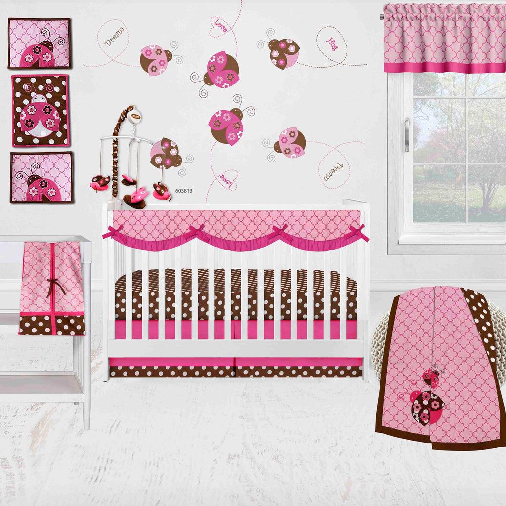 Ladybugs Dots Girls Pink Fuchsia Chocolate