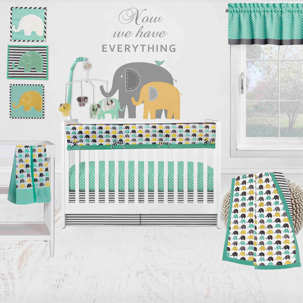 Elephants Mint/Yellow/Grey