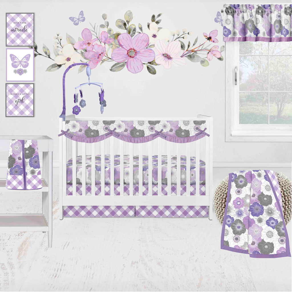 Watercolor Floral Purple Gray