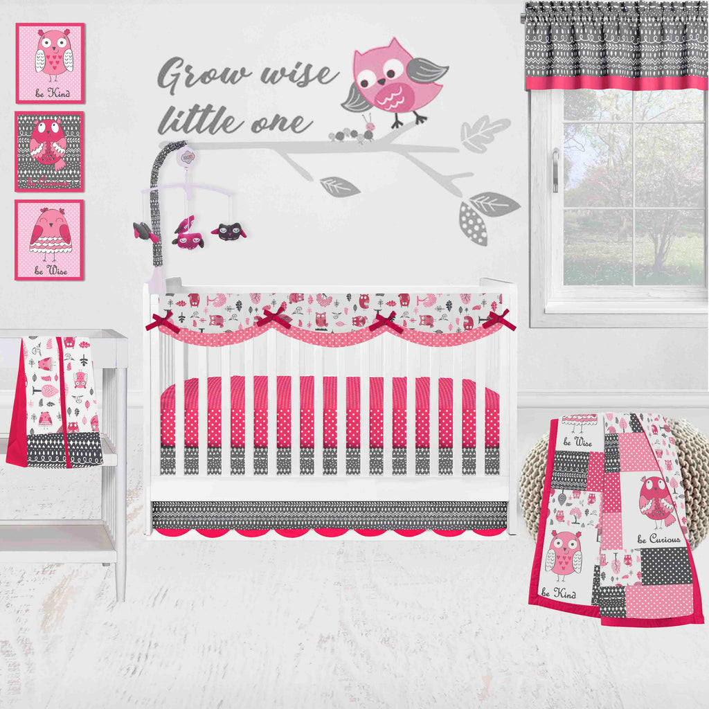 Owl Woods Girl Pink Grey