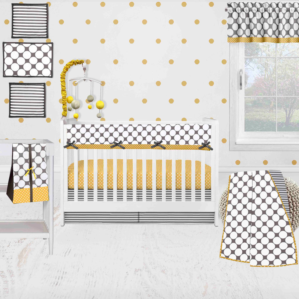 Dots Pin Stripes Grey Yellow Neutral