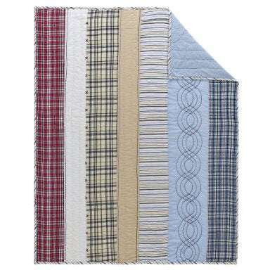 Bacati - Plaids and Stripes Blue/Navy/Red/Beige Boys Crib Bedding Set - Bacati