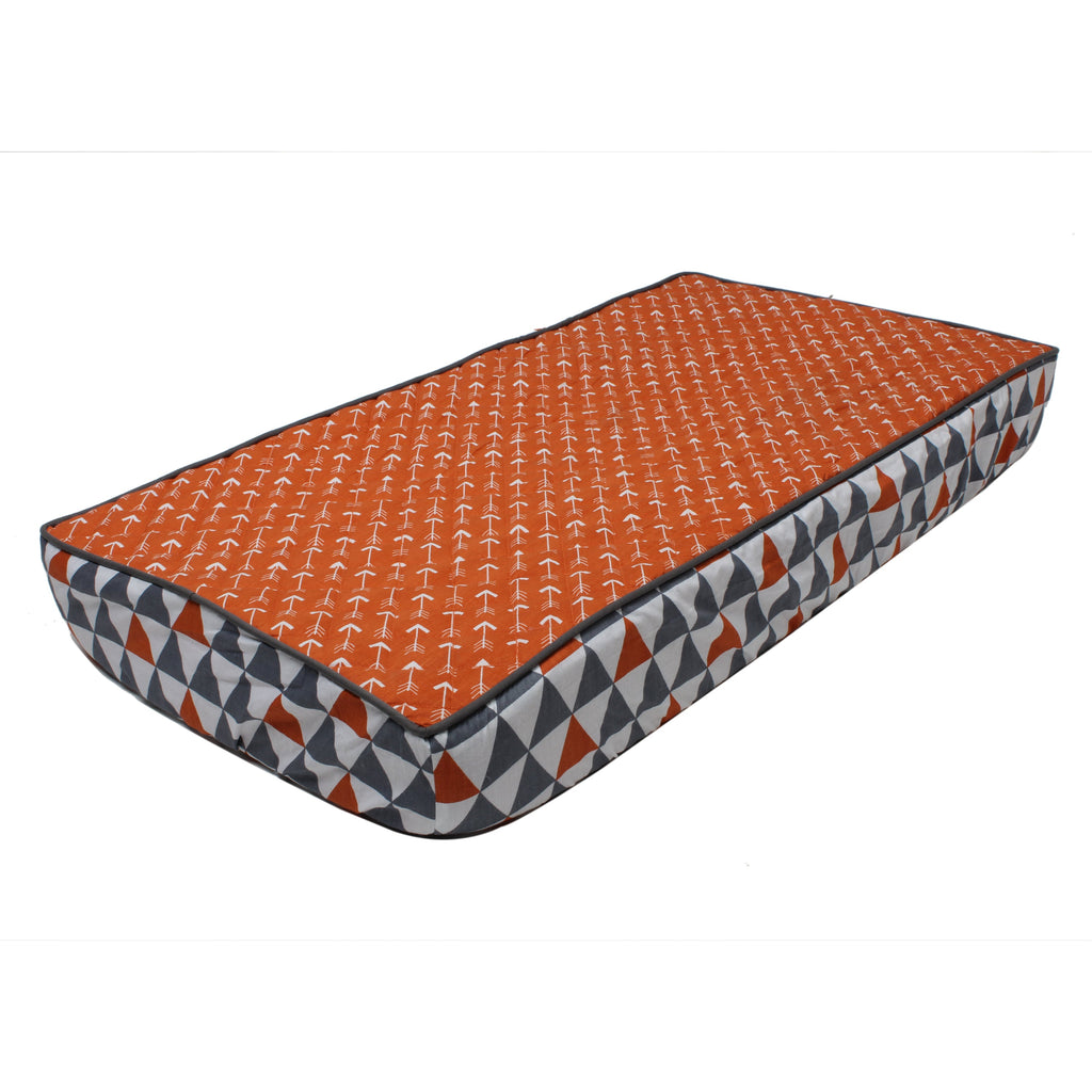 Playful Fox Orange/Grey Neutral Quilted Changing Pad Cover - Bacati - Changing pad cover - Bacati
