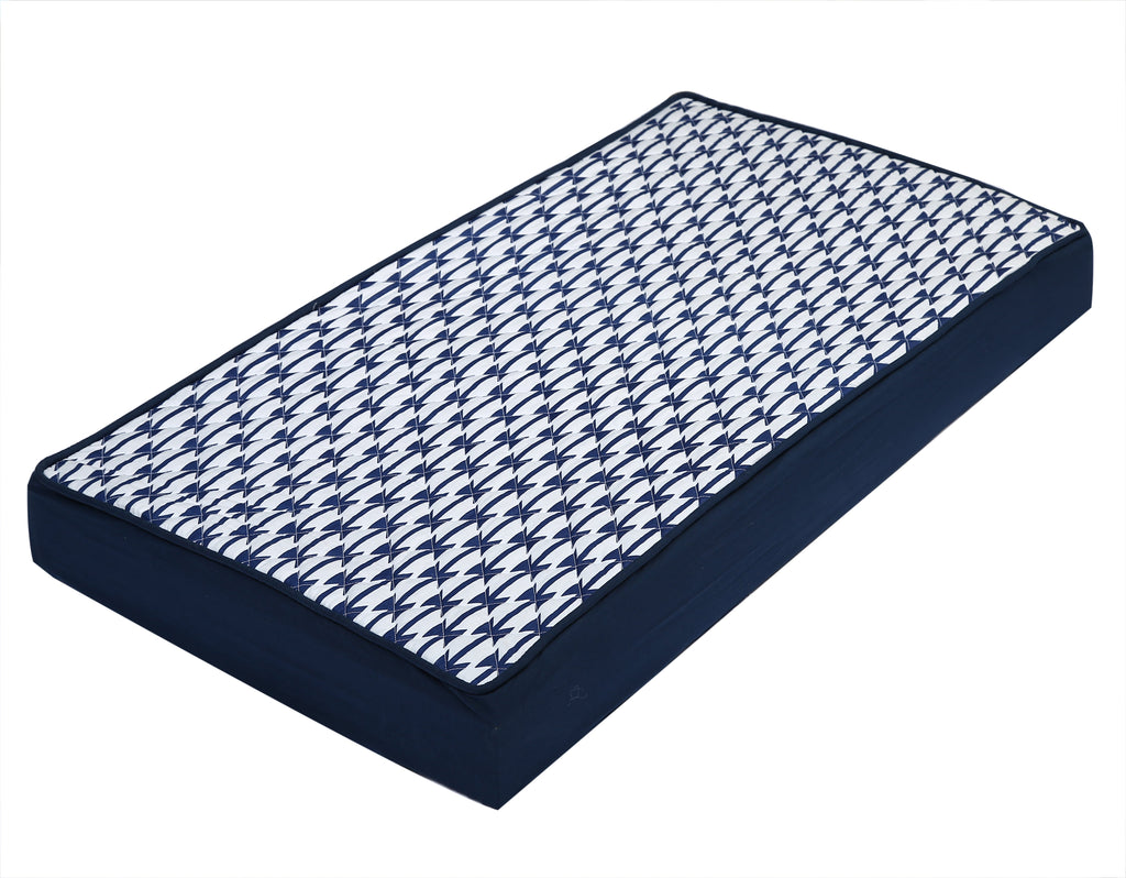 Aztec Emma Coral/Mint/Navy Girls Quilted Changing Pad Cover - Bacati - Changing pad cover - Bacati