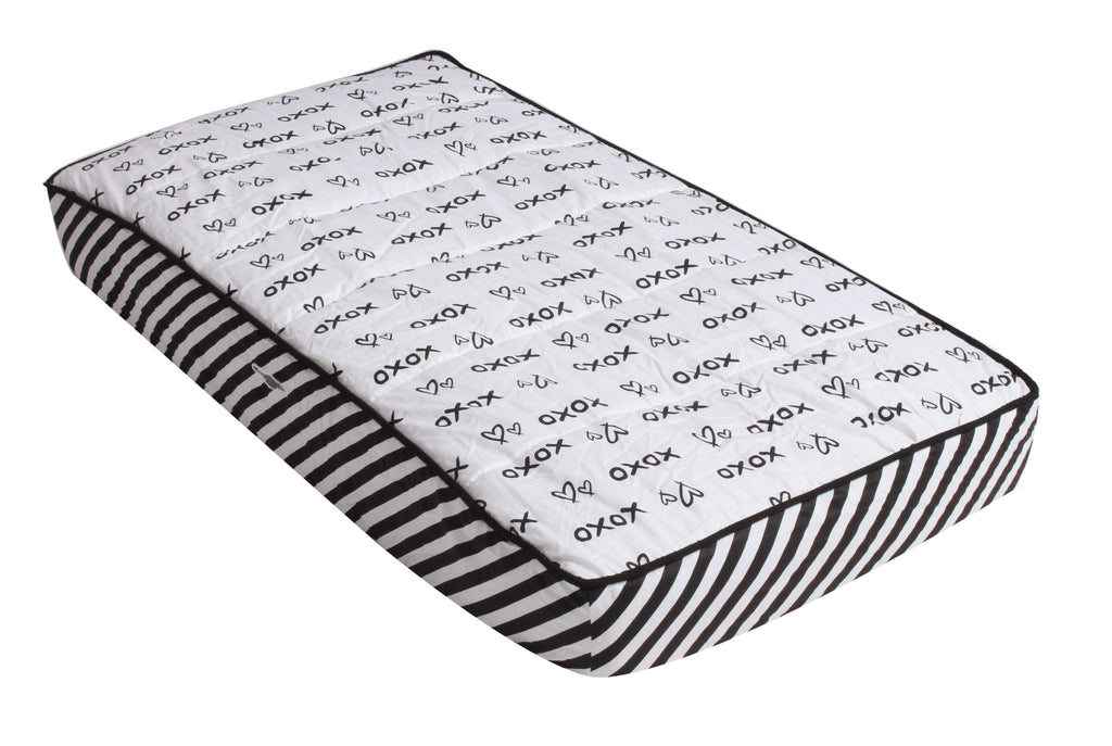 Aztec Love Black Neutral Quilted Changing Pad Cover - Bacati - Changing pad cover - Bacati