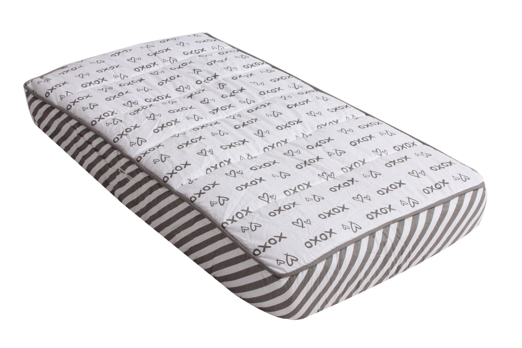 Aztec Love Grey Neutral Quilted Changing Pad Cover - Bacati - Changing pad cover - Bacati