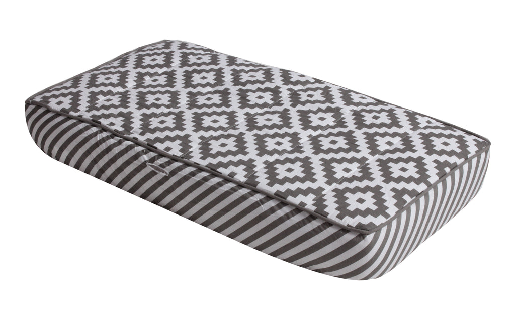 Aztec Love Grey Neutral Quilted Changing Pad Cover - Bacati - Changing pad cover - Bacati