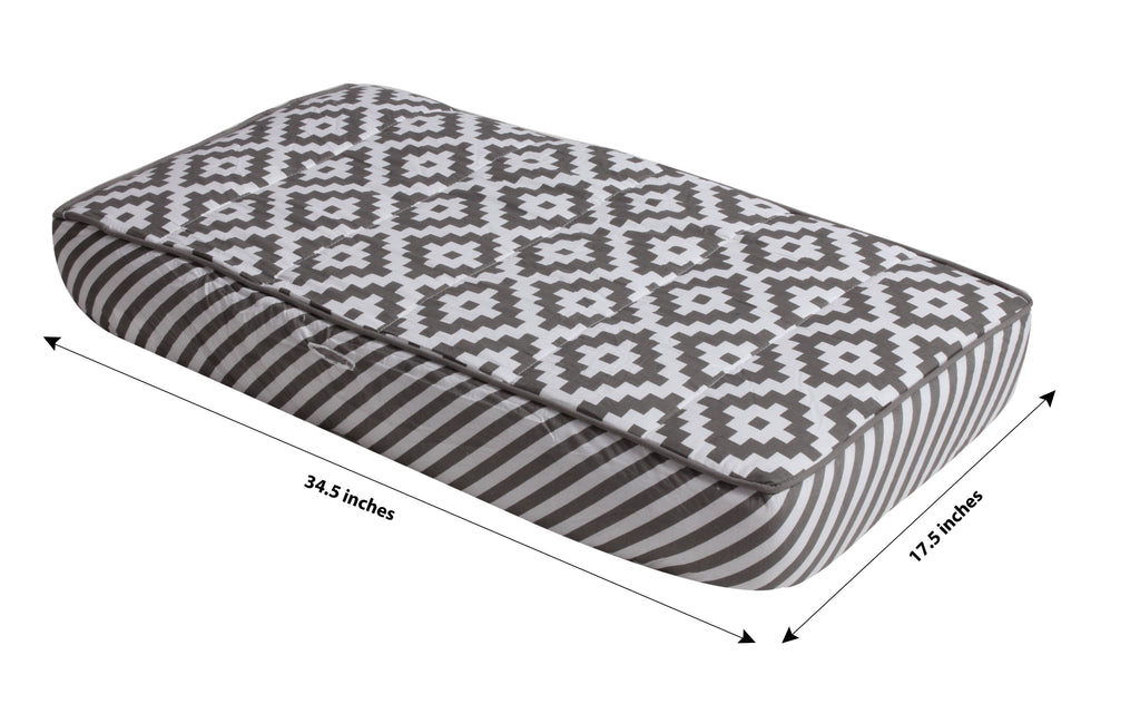 Aztec Love Grey Neutral Quilted Changing Pad Cover - Bacati - Changing pad cover - Bacati