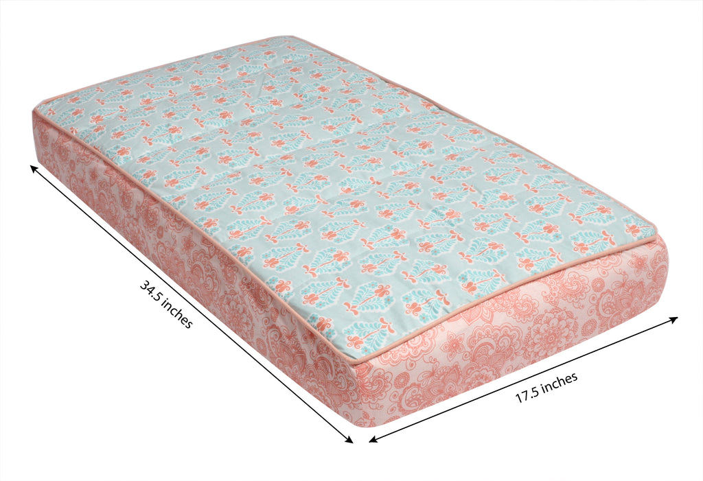 Paisley Sophia Coral/Aqua Girls Quilted Changing Pad Cover - Bacati - Changing pad cover - Bacati