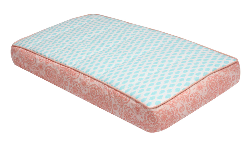 Paisley Sophia Coral/Aqua Girls Quilted Changing Pad Cover - Bacati - Changing pad cover - Bacati