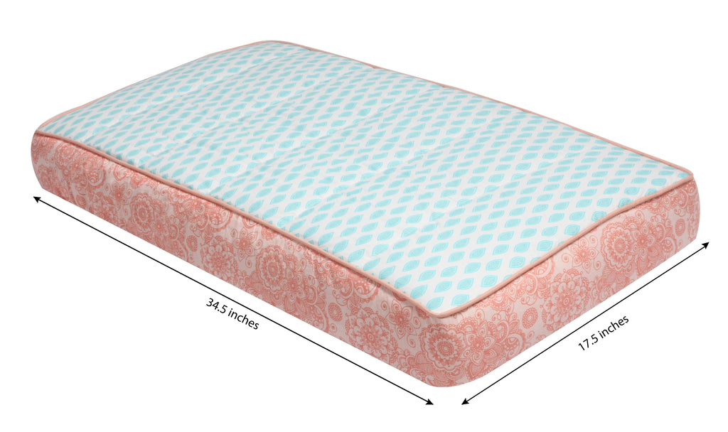 Paisley Sophia Coral/Aqua Girls Quilted Changing Pad Cover - Bacati - Changing pad cover - Bacati