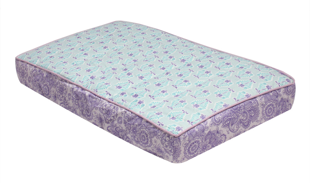 Paisley Isabella Purple/Aqua/Lilac Girls Quilted Changing Pad Cover - Bacati - Changing pad cover - Bacati