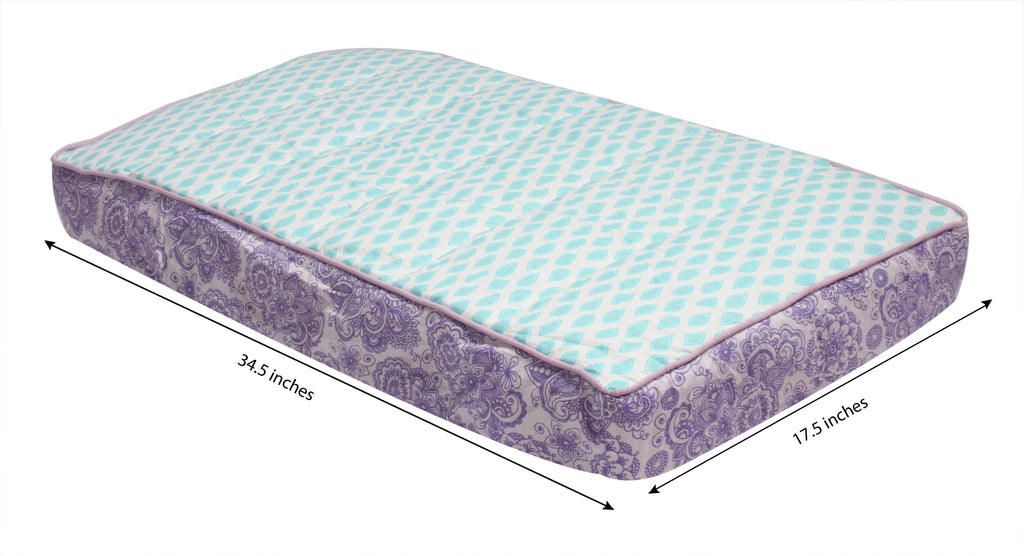 Paisley Isabella Purple/Aqua/Lilac Girls Quilted Changing Pad Cover - Bacati - Changing pad cover - Bacati