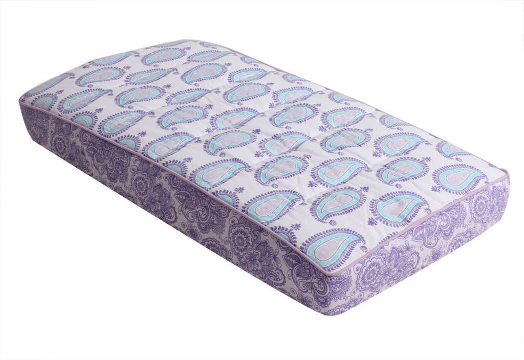 Paisley Isabella Purple/Aqua/Lilac Girls Quilted Changing Pad Cover - Bacati - Changing pad cover - Bacati