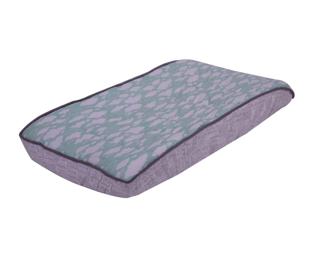 Clouds in the City Mint/Grey Neutral Quilted Changing Pad Cover - Bacati - Changing pad cover - Bacati