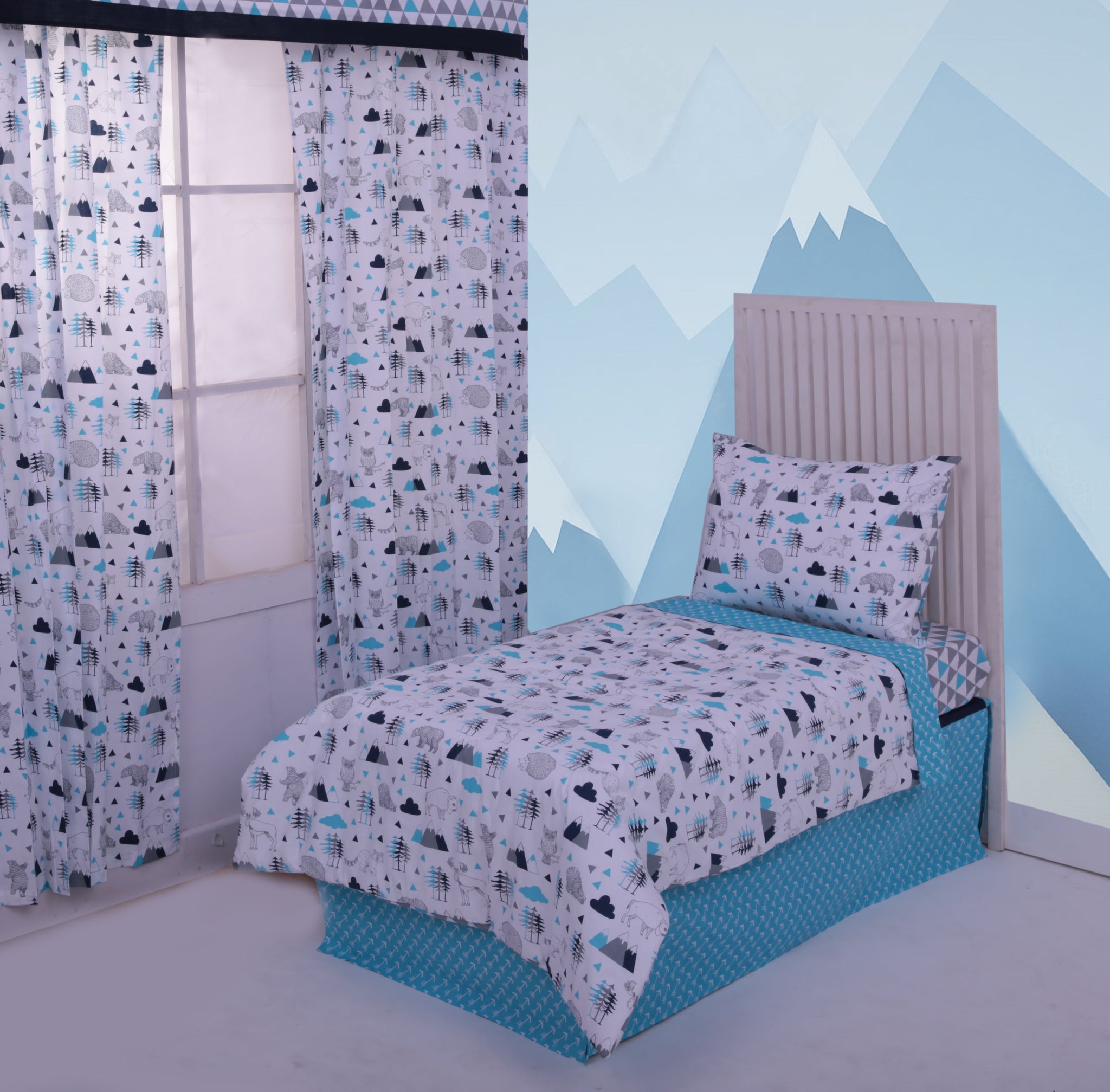 Bacati - Boys 4 pc Toddler Bedding Set 100% Cotton Percale
