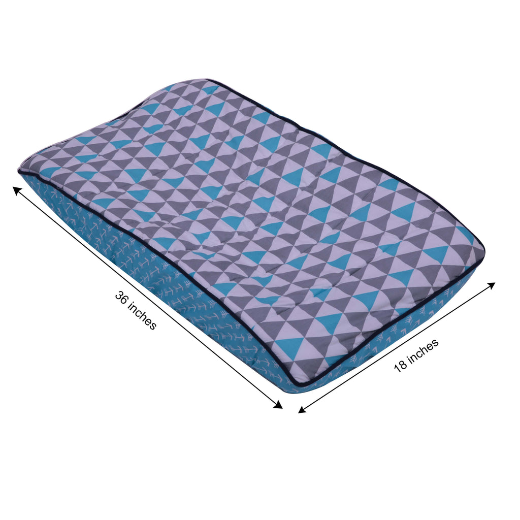 Woodlands Aqua/Navy/Grey Quilted Changing Pad Cover - Bacati - Changing pad cover - Bacati