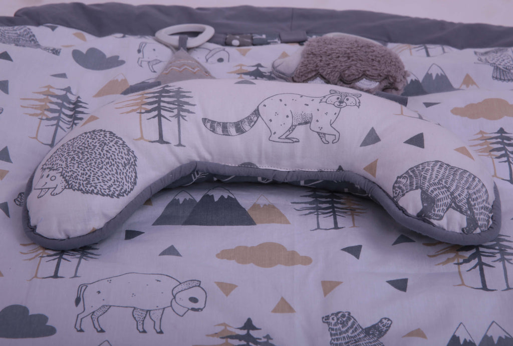 Bacati - Playmat/Baby Activity Gym with Mat, Woodlands Beige/Grey - Bacati
