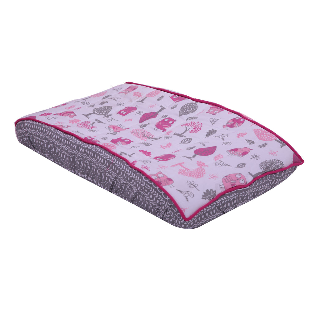 Owls in the Woods Pink/Grey Quilted Changing Pad Cover - Bacati - Changing pad cover - Bacati